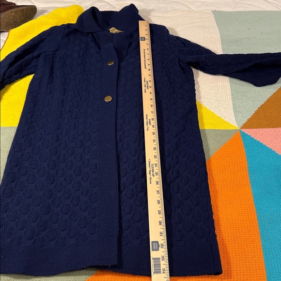 Vintage 1960s The Wooden Indian Navy Sweater Coat Large Union Retro Mod Cardigan - Picture 13 of 16